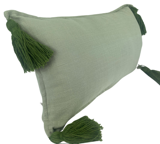 Soft Sage Tassell Cushion Cover - 30x50cm