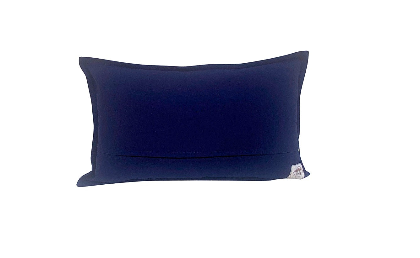 Palm Drift - Navy and White Embroidered Cushion Cover 30x50cm