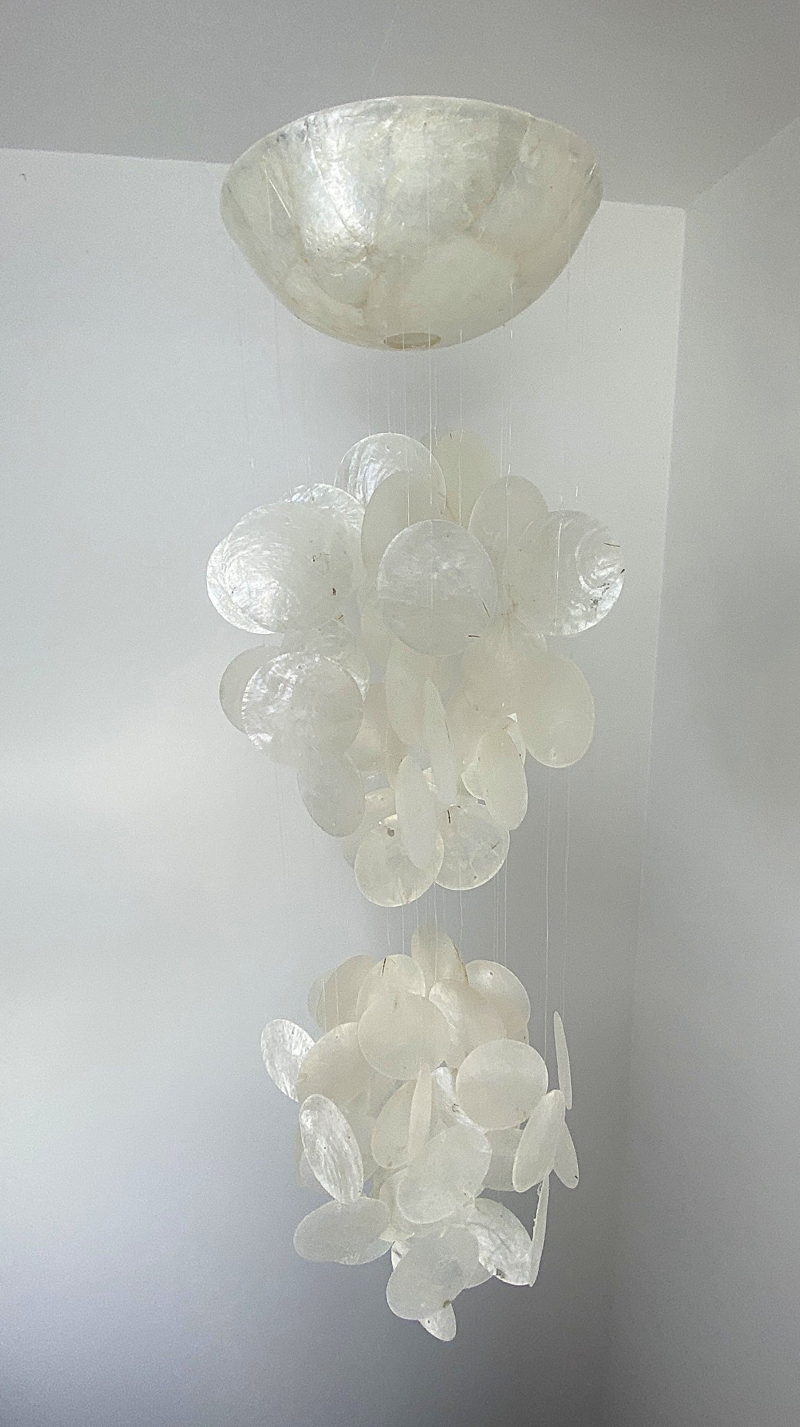 Ocean Charm Capiz Shell Windchime- - WHITE - 75cm Drop