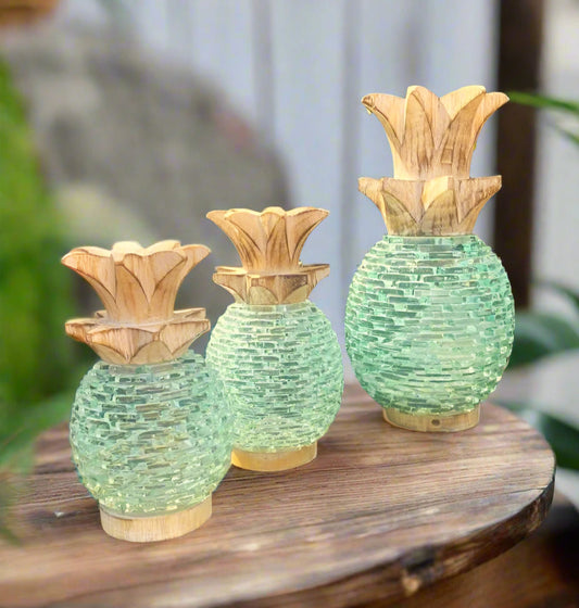 Glass Pineapple Candle Tealight Holder. Hand made