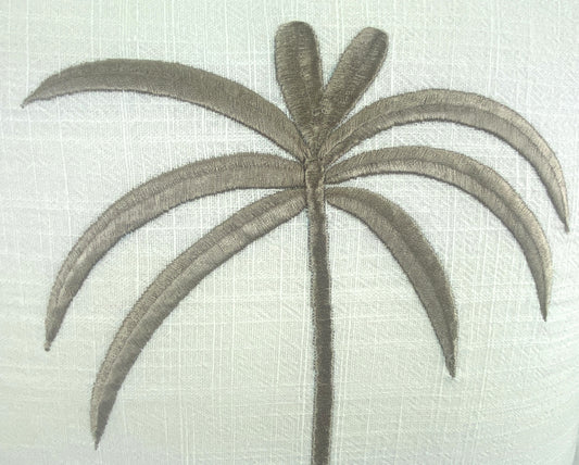 Palm Silhouette - Cushion Cover- White & Chocolate - 50x50cm