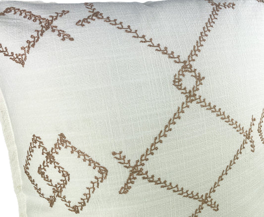 Geo Stitch Cushion Cover - White & Rose Gold - 50x50cm
