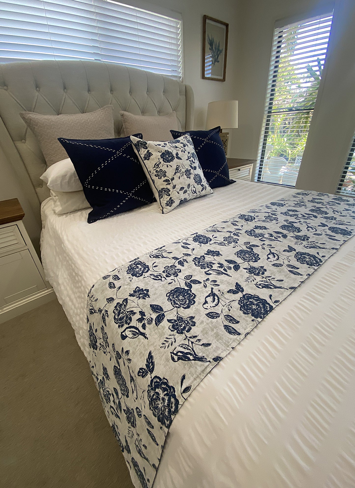 Botanic Flight - Navy Bed/Table Runner