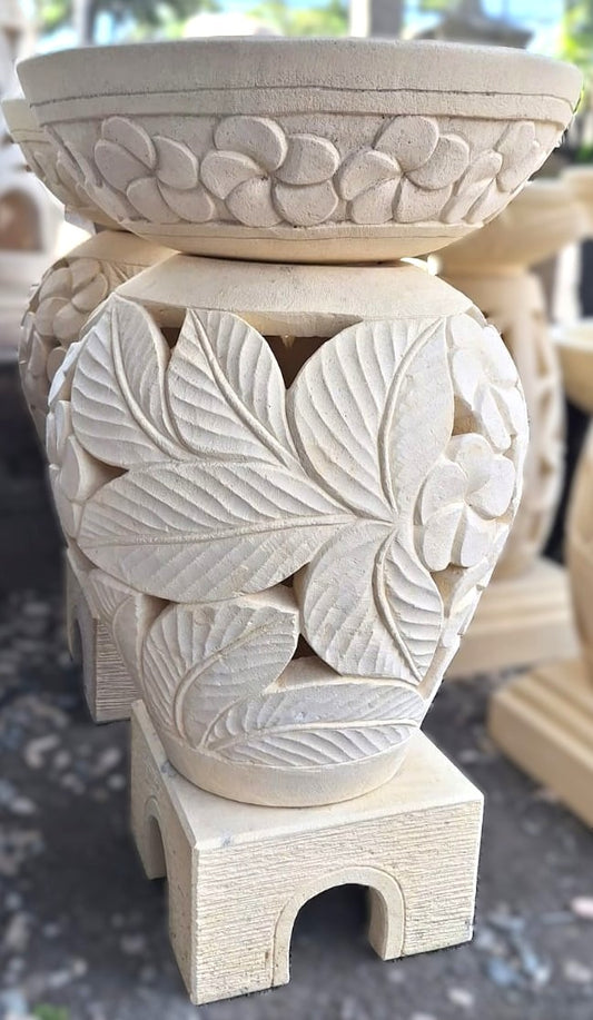 Frangipani Bloom Lantern Bird Bath - 100cm