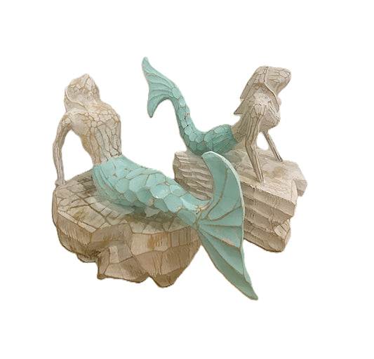 Sculpted Wood Mermaid Set or Singular