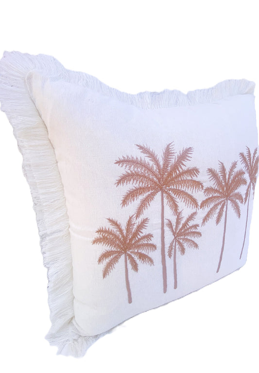 Palm Bay - Cushion Cover White and Pink - 40x40cm