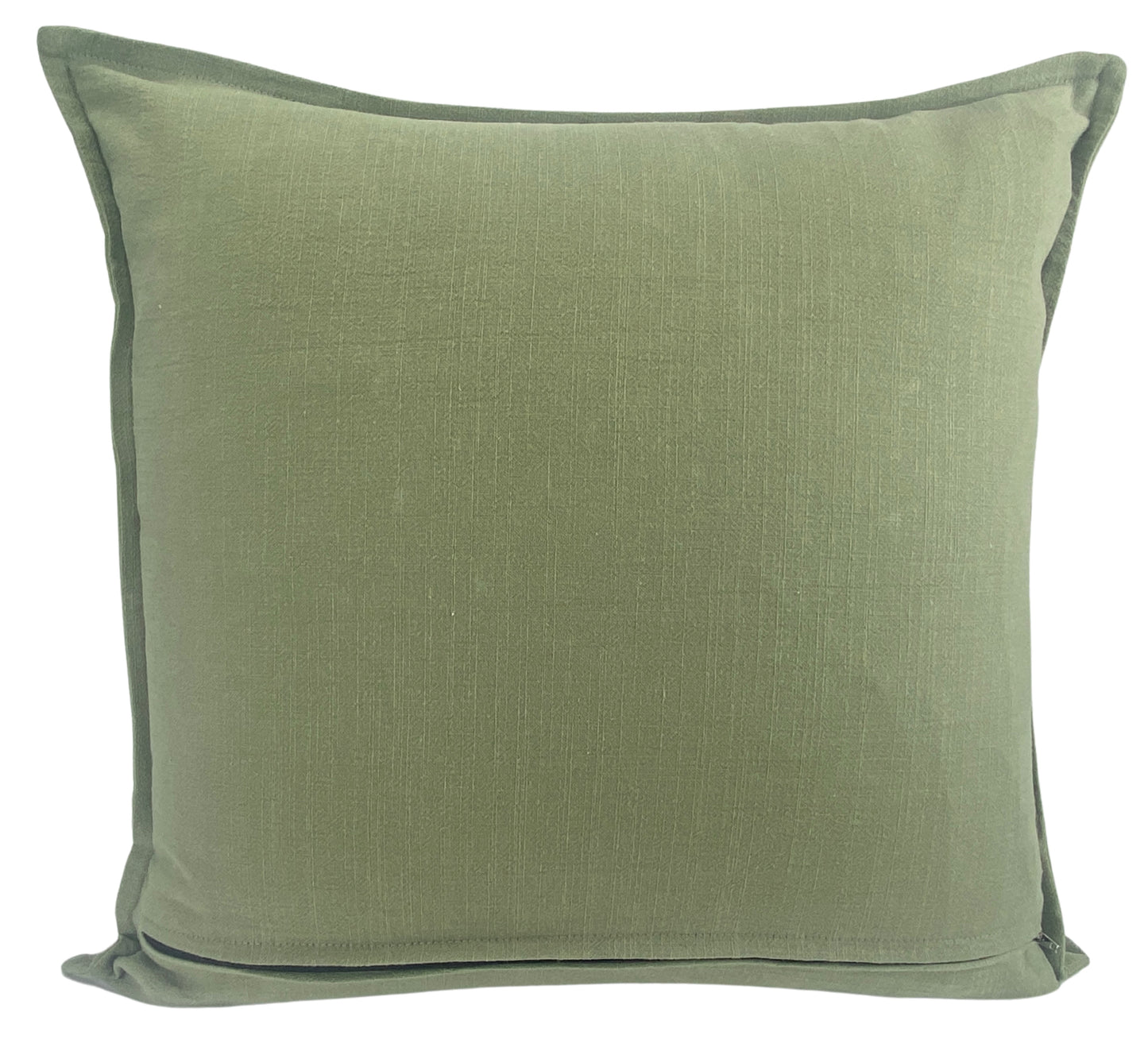 Linen cotton blend- back view - olive green - soft embroidered palm - hand made - 50x50 - palm soft