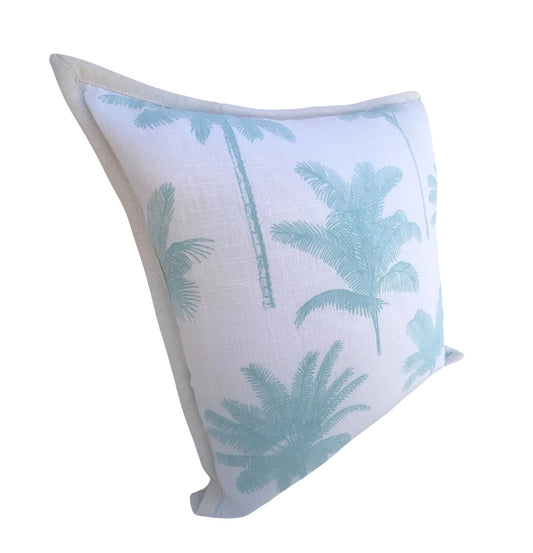 Palm Cove - Aqua and White Cushion Cover - 40x40cm