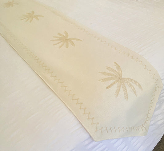 Palm Whisper Bed/Table Runner - Off White