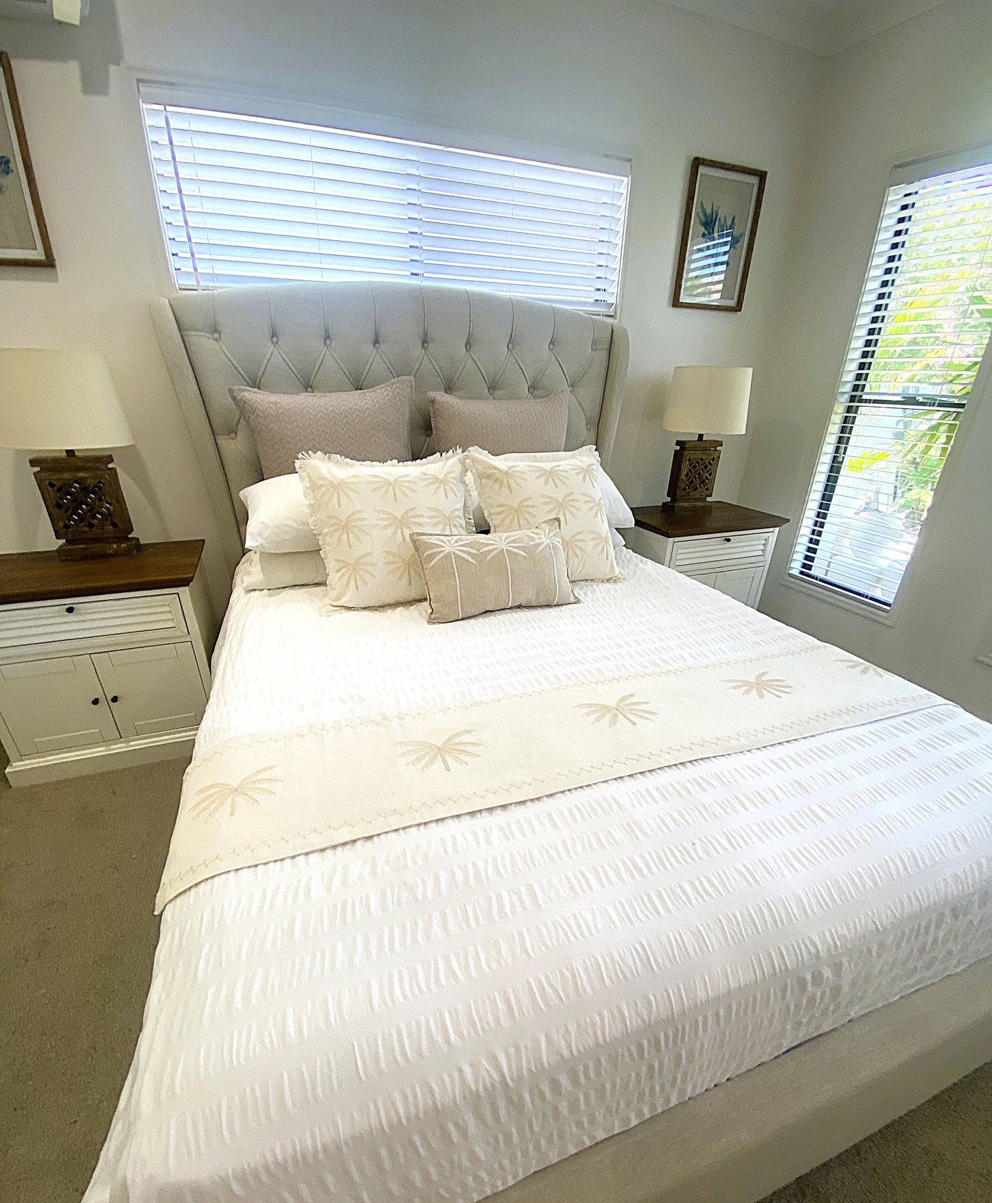 Palm Whisper Bed/Table Runner - Off White