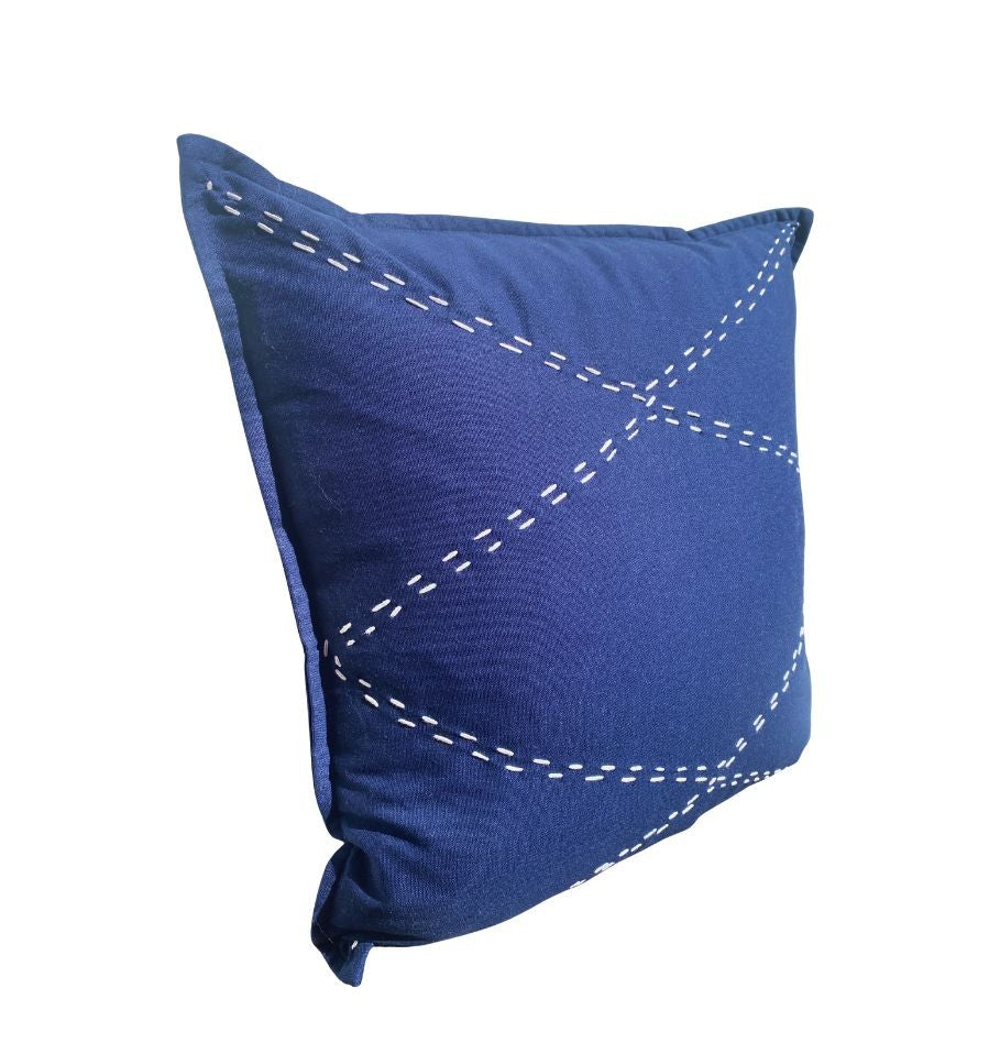 Diamond Stitch - Navy and White Stitch Cushion Cover 50x50cm