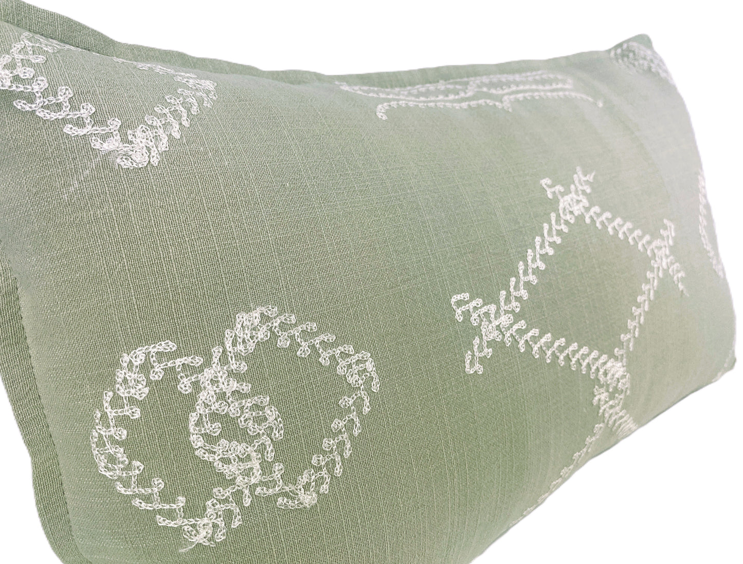 Embroidery Stitch Cushion Cover – Sage Green - 30x50cm