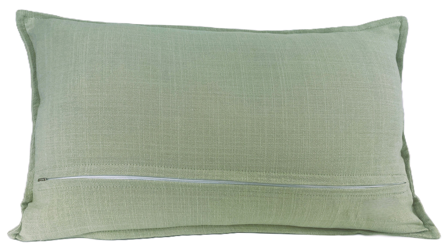 Embroidery Stitch Cushion Cover – Sage Green - 30x50cm