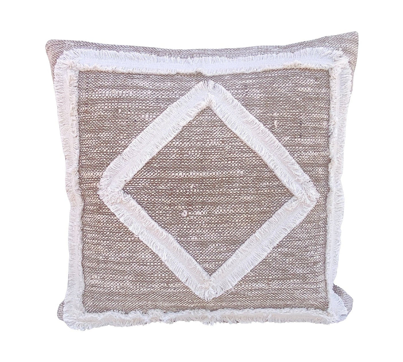 Driftwood Diamond Cushion Cover – Thick Raw Textured Cotton - 50x50cm
