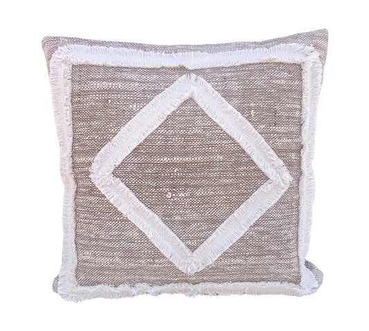 Driftwood Diamond Cushion Cover – Thick Raw Textured Cotton - 50x50cm