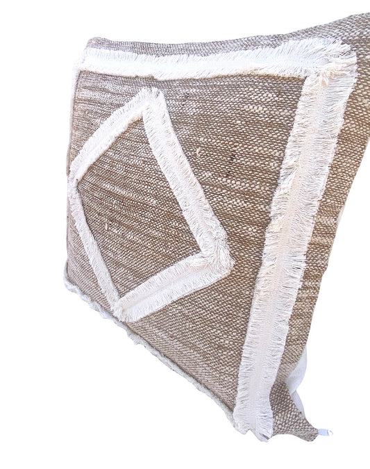 Driftwood Diamond Cushion Cover – Thick Raw Textured Cotton - 50x50cm