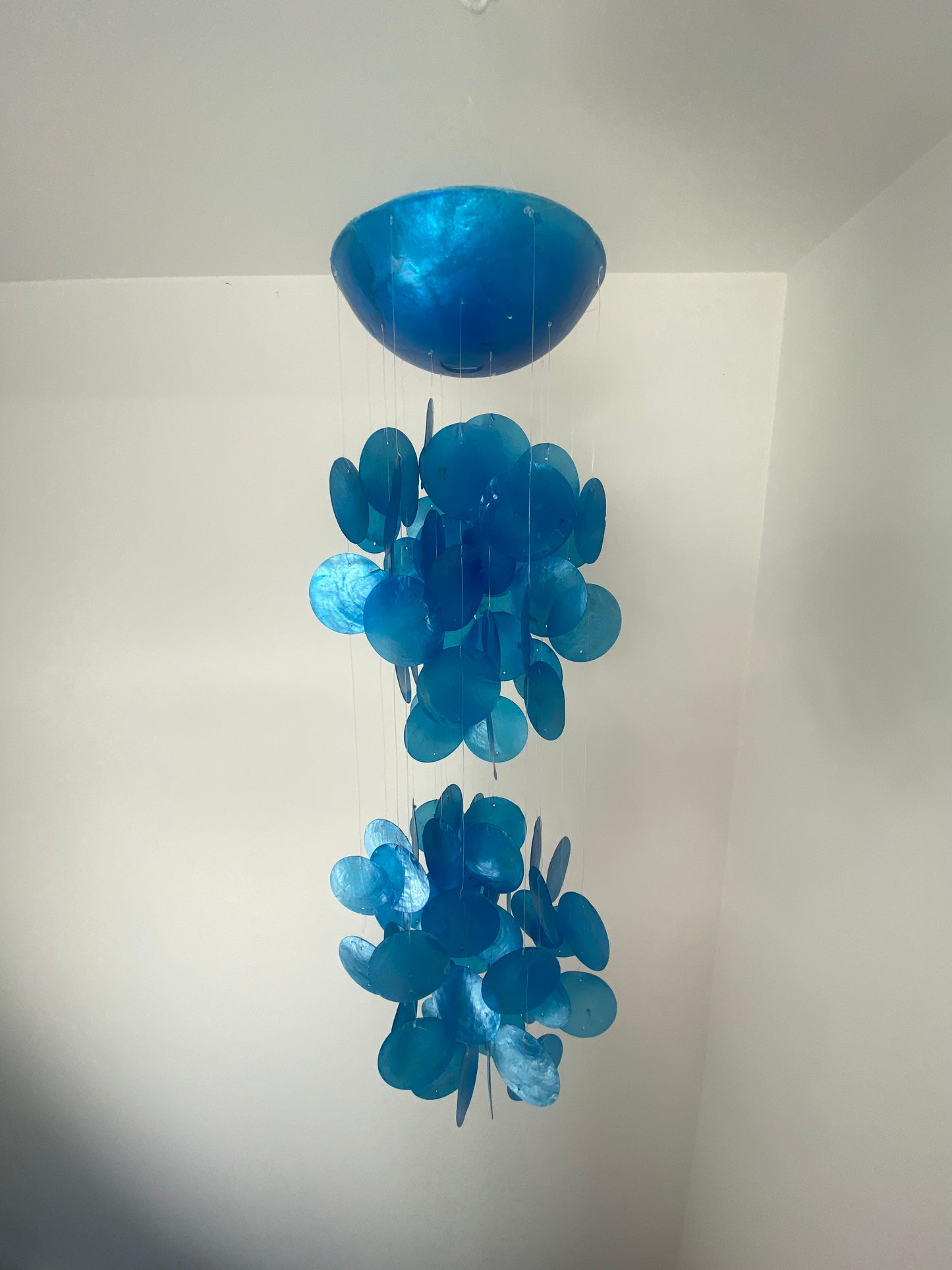 Ocean Charm Capiz Shell Windchime- -BLUE - 75cm Drop
