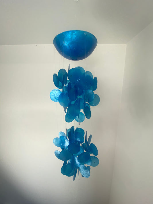 Ocean Charm Capiz Shell Windchime- -BLUE - 75cm Drop