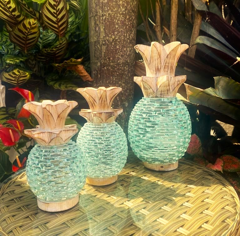 Glass Handcrafted Pineapple Tea Light/Candle Holder Collection