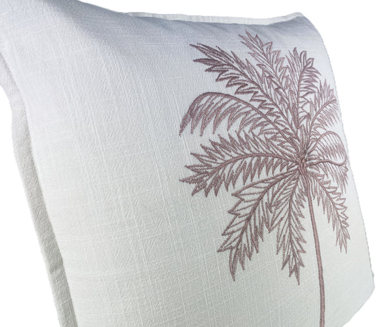 Majestic Palm Cushion Cover - White & Pink - 50x50cm