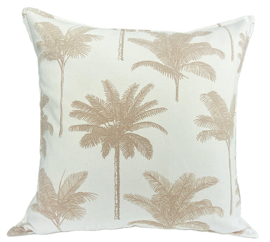 White Linen with Choco Pink Palms, Soft material 50x50cm