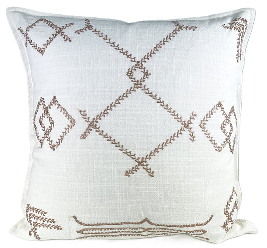 Decorative Scatter Cushion with Rose Gold Embroidery On A White Background