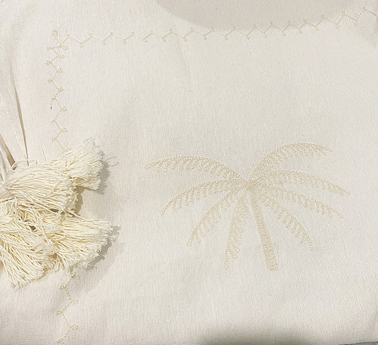 Palm Whisper Throw Rug - Off White