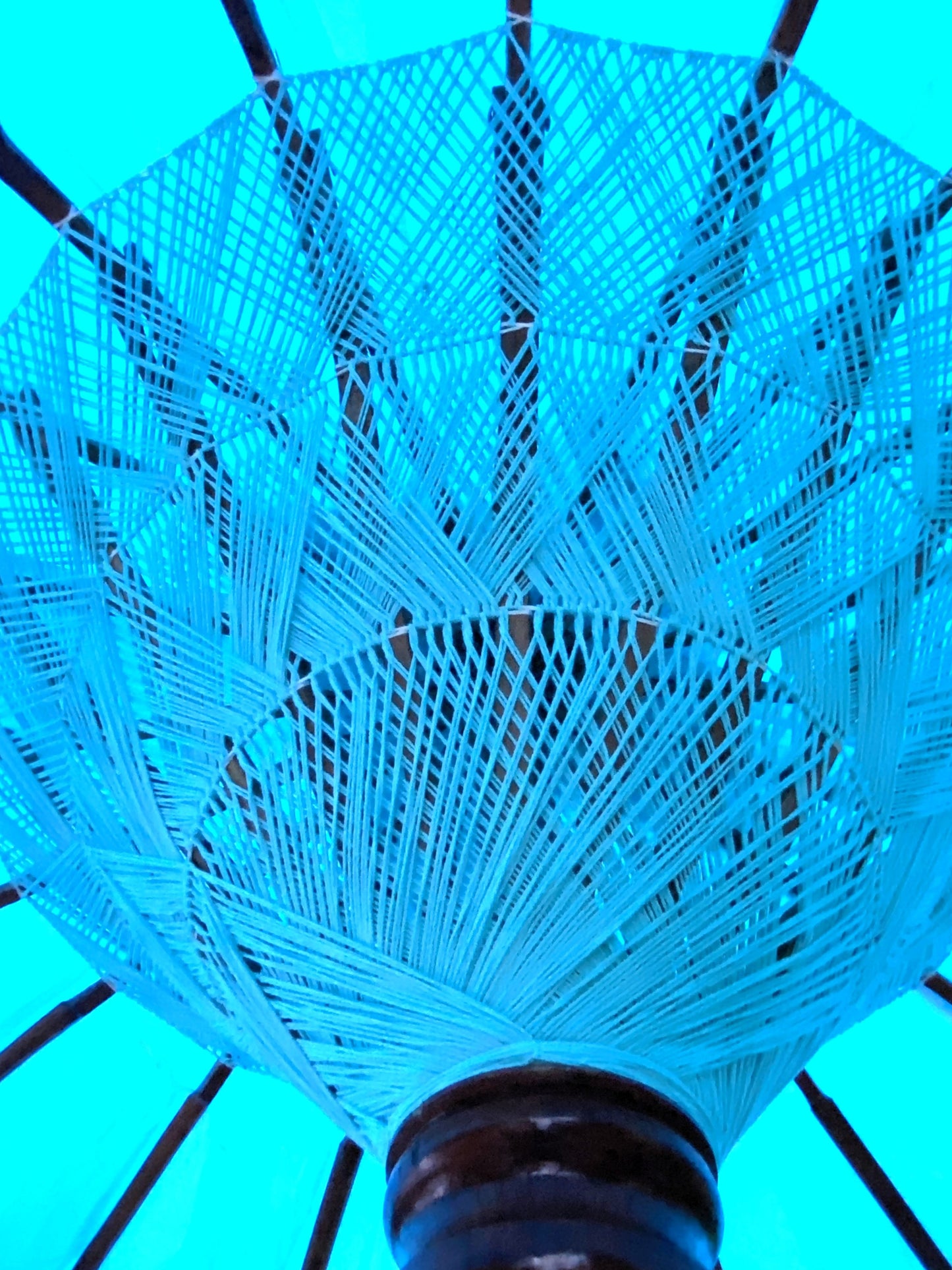 Balinese Umbrella - Aqua Blue & Silver     ( 2 pc Teak stick)