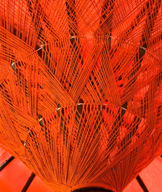 Balinese Umbrella - Orange & Gold     (2 pc Teak stick)