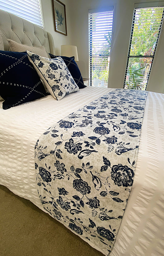 Botanic Flight - Navy Bed/Table Runner