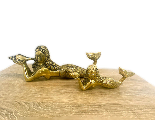 Brass Mermaid with Conch Shell - Pair or Singular
