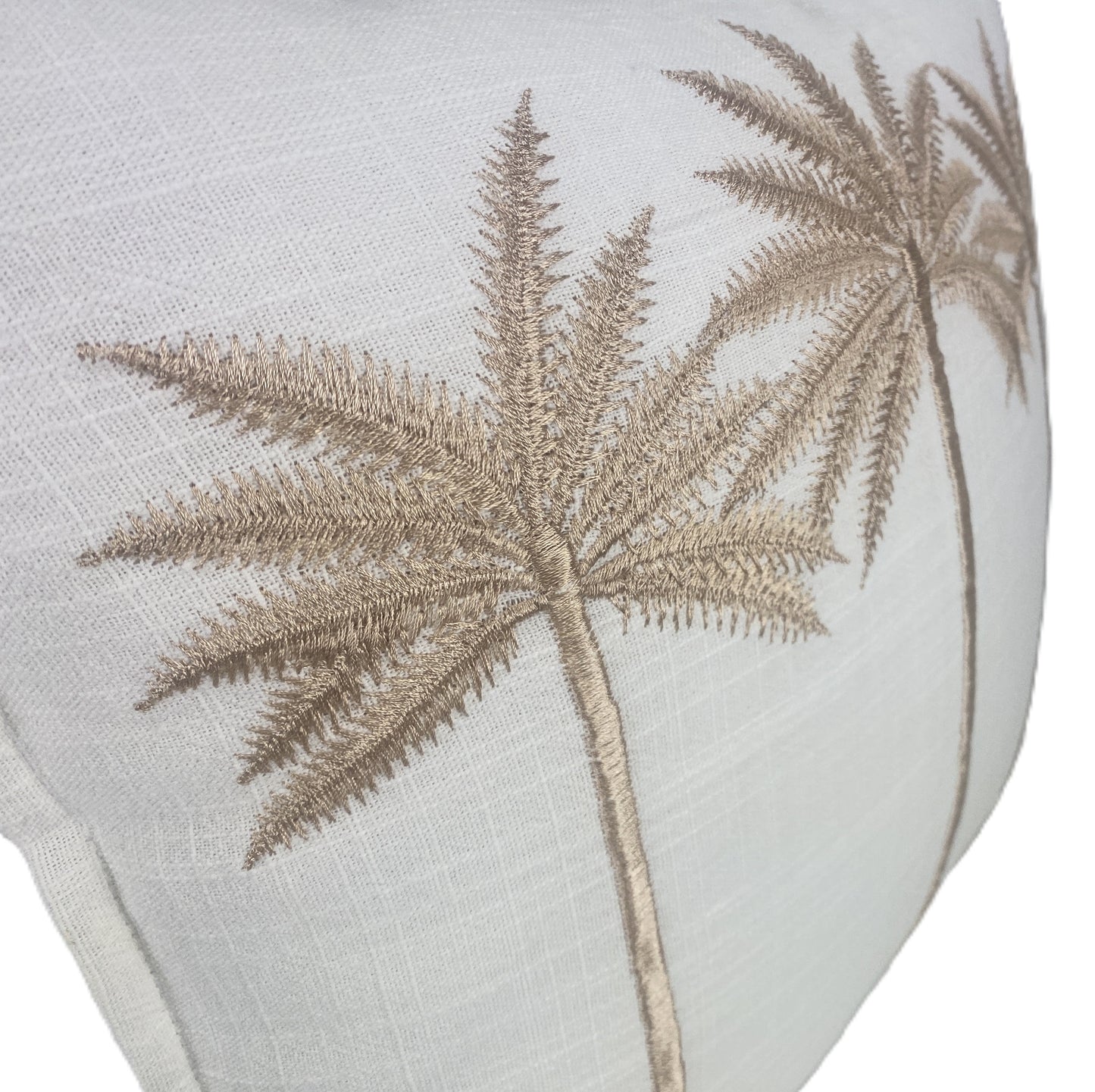 Coastal Grove - White and Bronze Embroidered - Cushion Cover 40x40cm