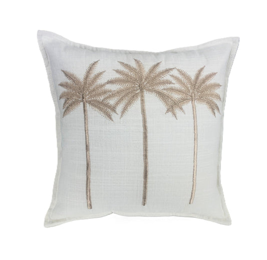 Coastal Grove - White and Bronze Embroidered - Cushion Cover 40x40cm