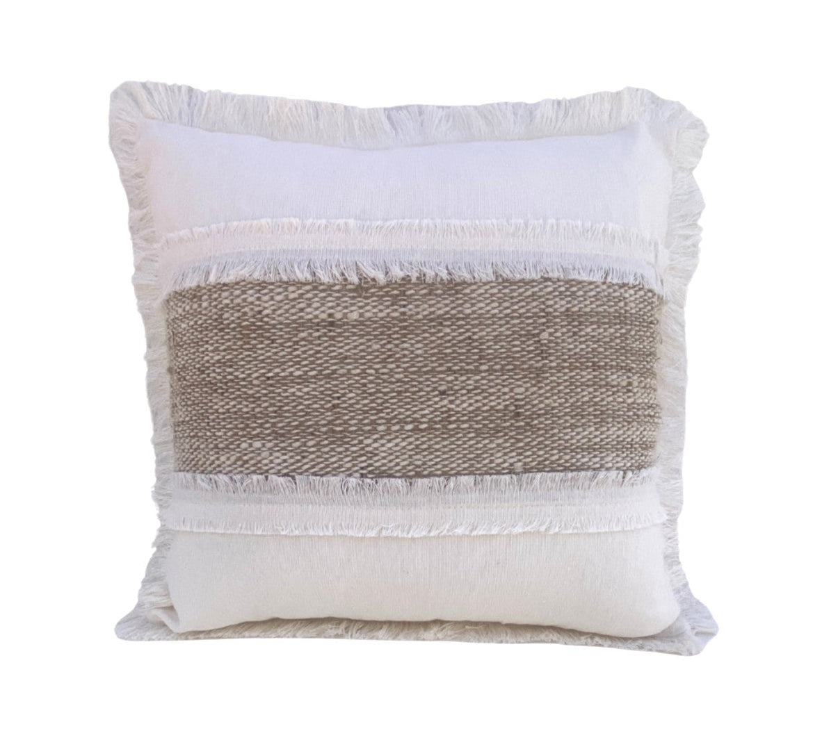 Driftwood Stripe Cushion Cover – Thick Raw Textured Cotton - 40x40cm
