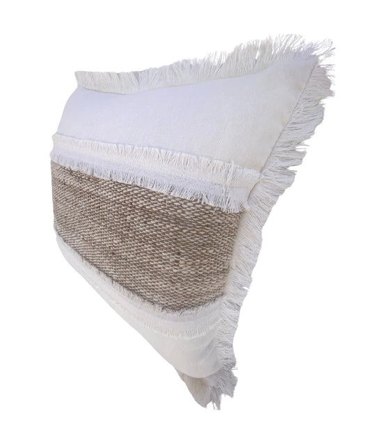 Driftwood Stripe Cushion Cover – Thick Raw Textured Cotton - 40x40cm