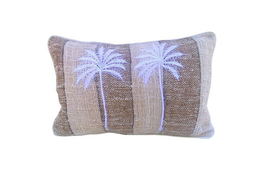 Driftwood Palm Cushion Cover – Thick Raw Textured Cotton - 30x50cm