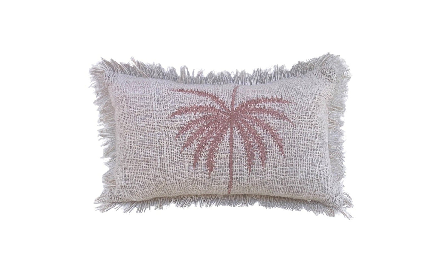 Driftwood Raw Cotton Fringe - Pink Cushion Cover - 30x50cm
