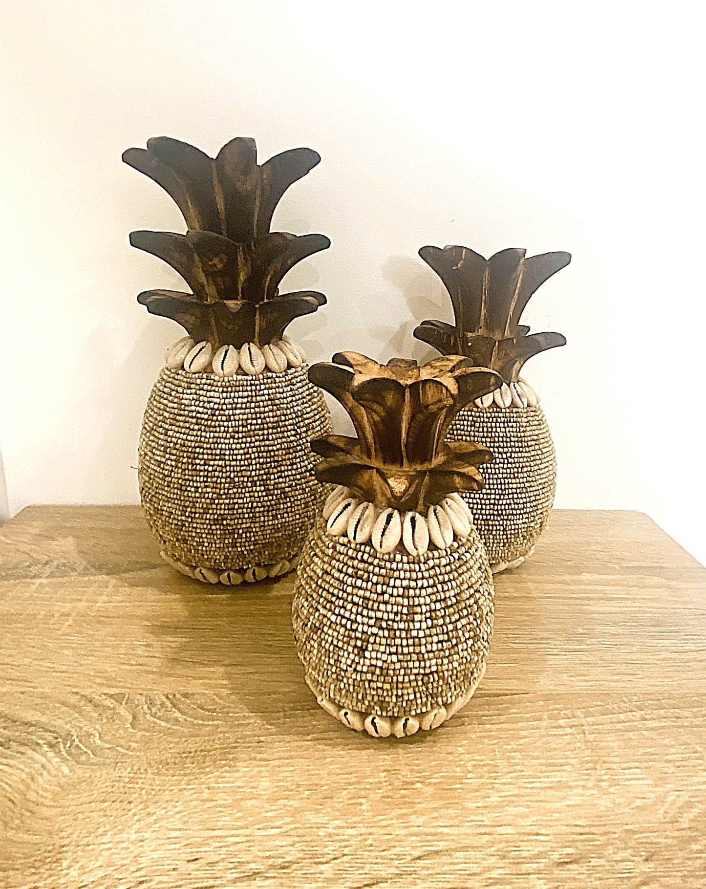Beaded Pineapple Trio Set or Singular - Natural