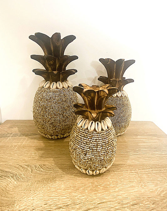 Beaded Pineapple Trio Set or Singular - Natural