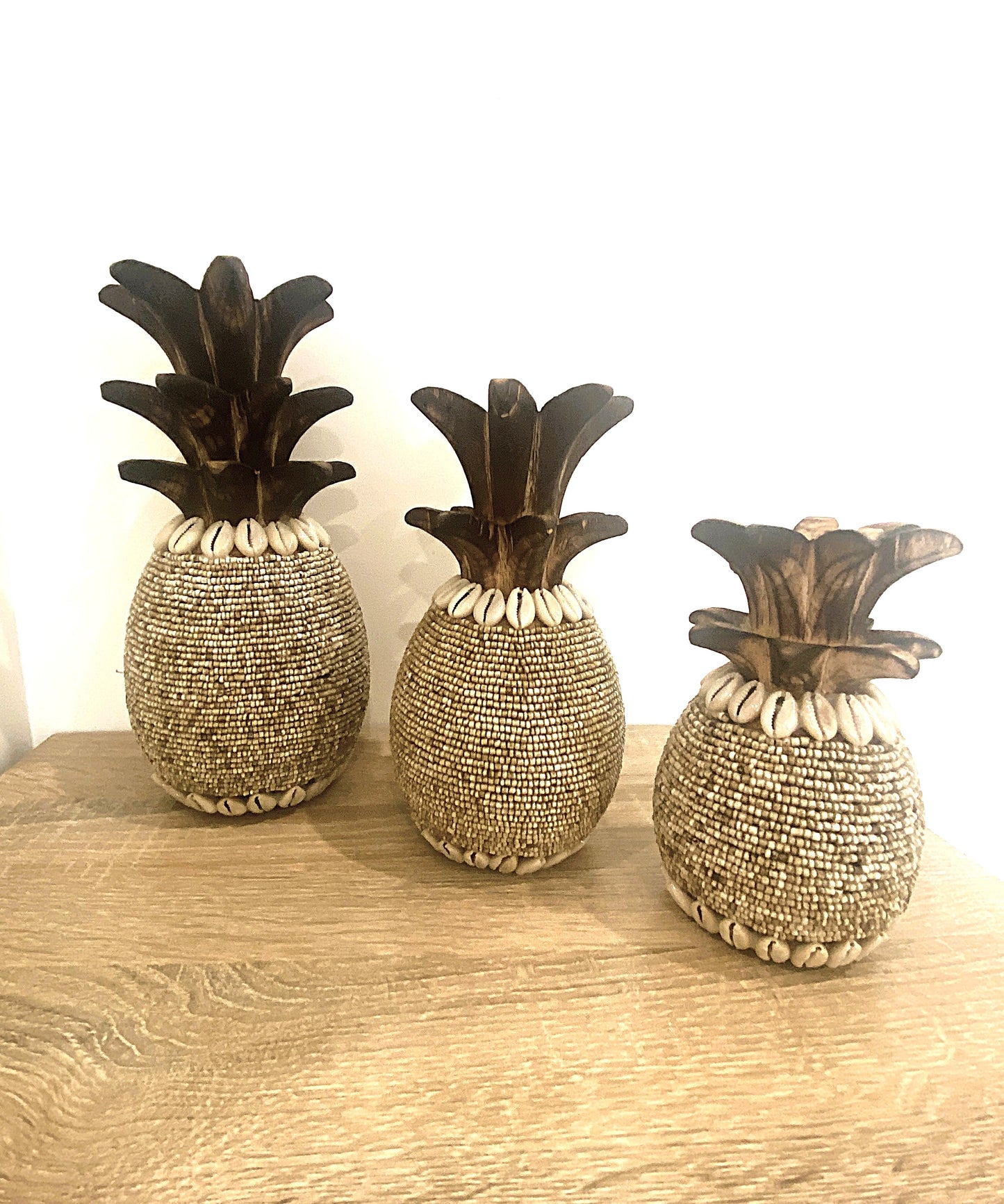 Beaded Pineapple Trio Set or Singular - Natural