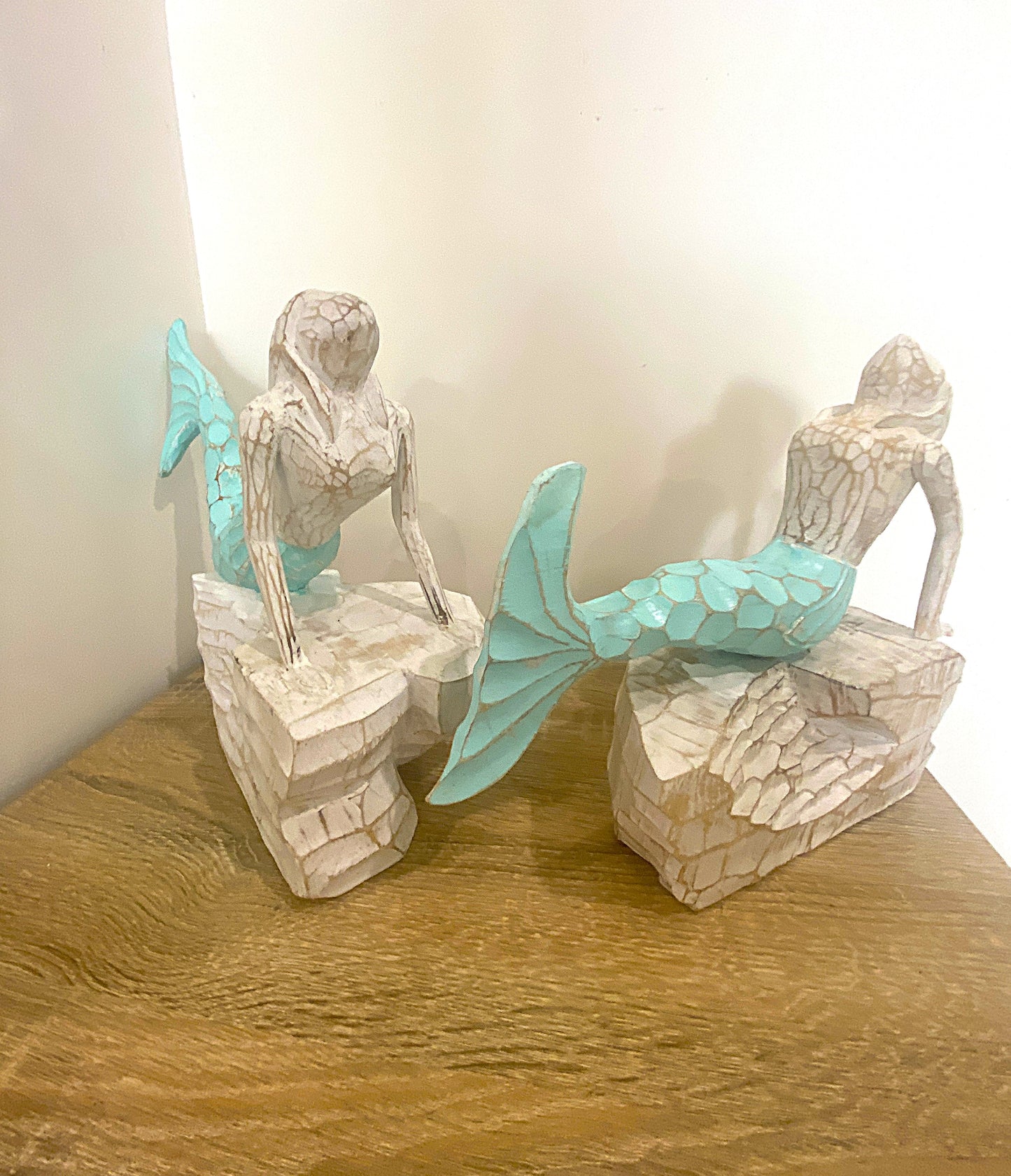Sculpted Wood Mermaid Set or Singular