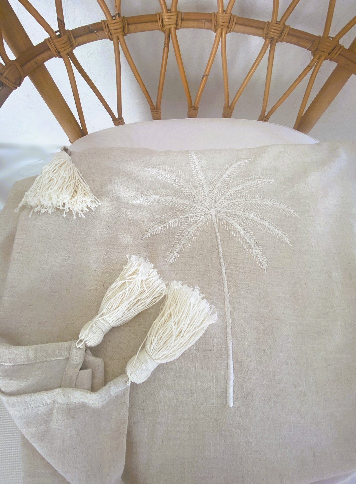 Palm Beach Lightweight Throw - Embroidered Palm - Natural