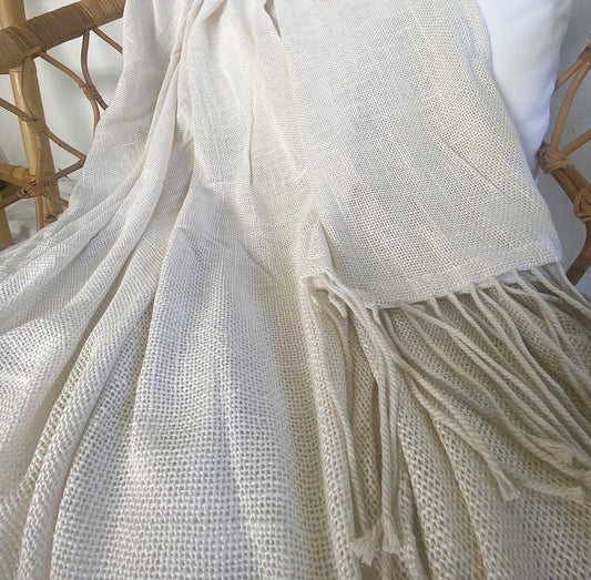 Coastal Cloud Soft Weave Throw - Off White