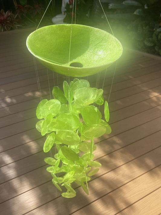 Ocean Charm Capiz Shell Windchime- LIME GREEN - 75cm Drop