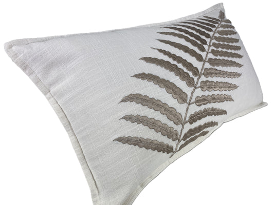 Fern Glow- Cushion Cover- White and Chocolate - 30x50cm