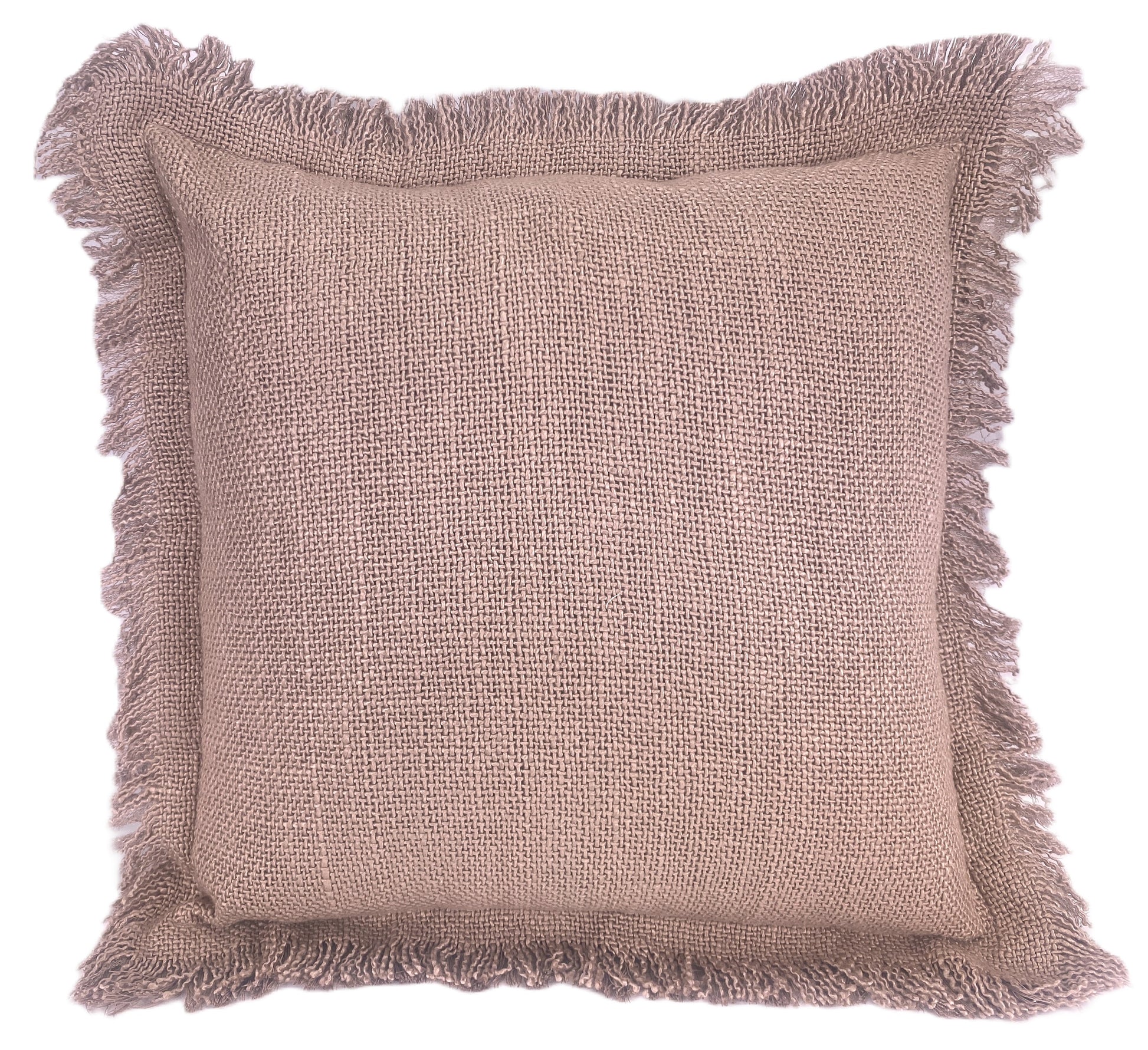 Soft Weave Textured Chocolate Pink Cushion Cover With Soft Fringe Edging