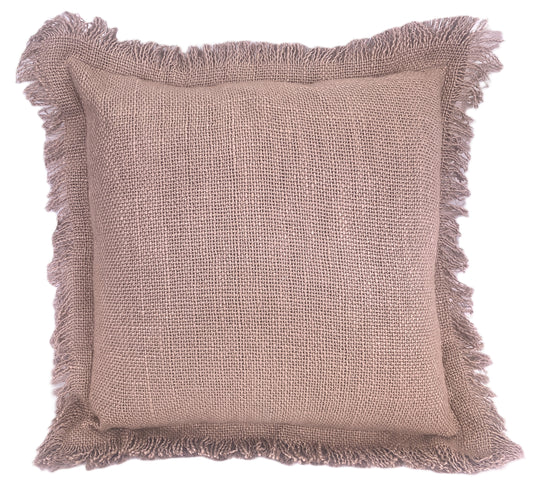 Soft Weave Textured Chocolate Pink Cushion Cover With Soft Fringe Edging