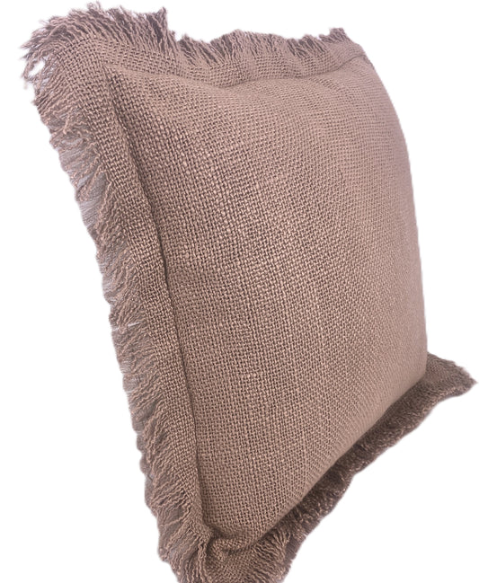 Soft Cotton Weave Fringe - Cushion Cover - Choco Pink - 40x40cm
