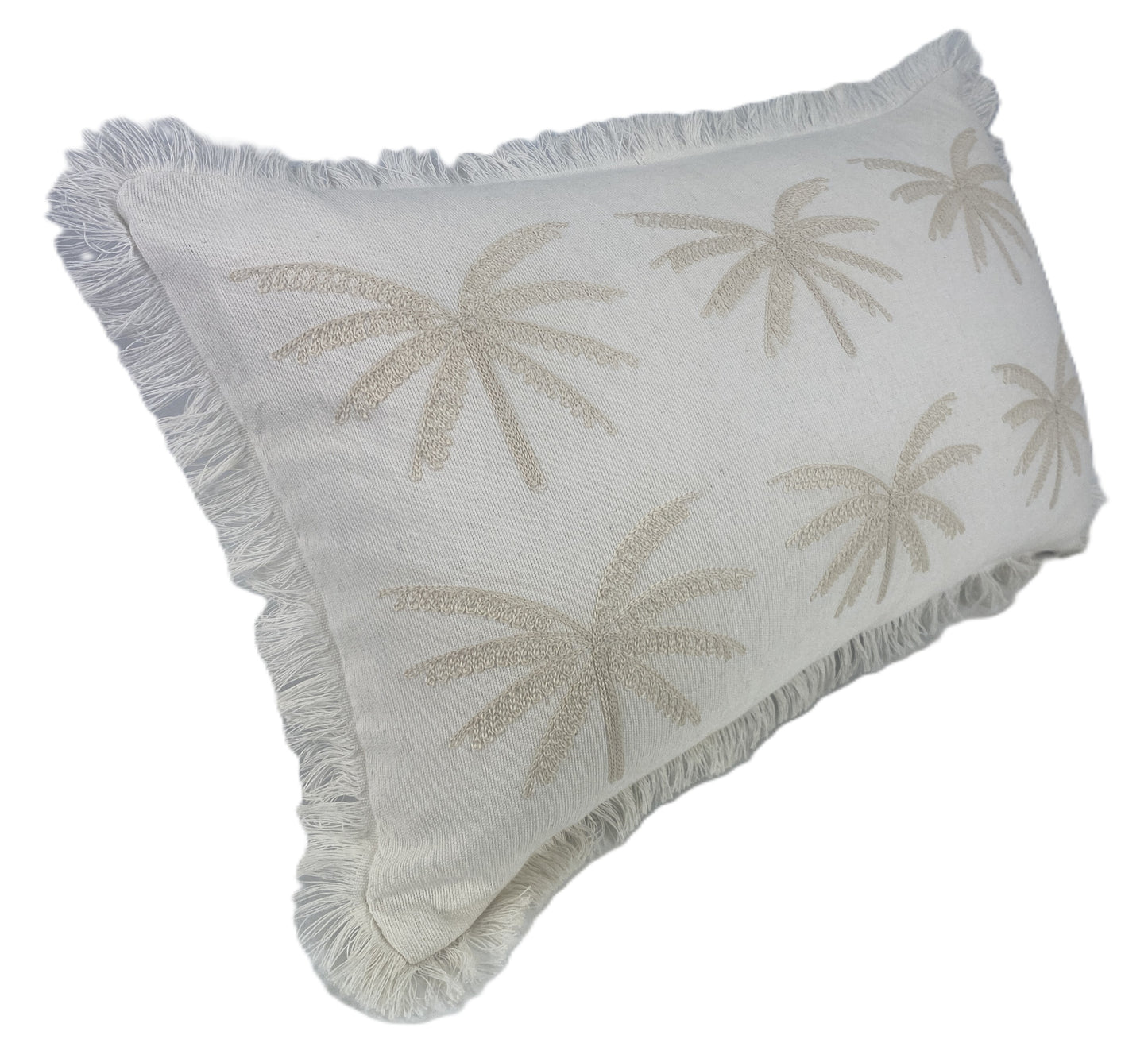 Palm Whisper Cushion Cover – White on White 30x50cm