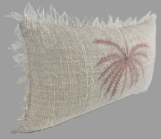 Driftwood Raw Cotton Fringe - Pink Cushion Cover - 30x50cm